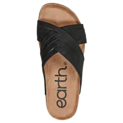 Earth Shoes Atlas Square Toe Slip-on Strappy Casual Sandals Black