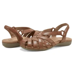 Hot Earth Shoes Berri Woven Casual Round Toe Slip-on Sandals Light Brown
