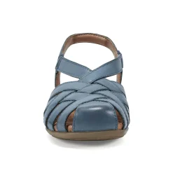 Hot Earth Shoes Berri Woven Casual Round Toe Slip-on Sandals Medium Blue