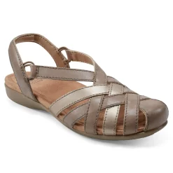 Sale Earth Shoes Berri Woven Casual Round Toe Slip-on Sandals Taupe