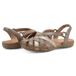 Sale Earth Shoes Berri Woven Casual Round Toe Slip-on Sandals Taupe