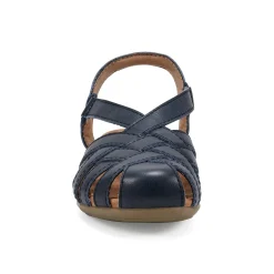 Earth Shoes Berri Woven Casual Round Toe Slip-on Sandals Medium Blue