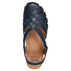 Earth Shoes Berri Woven Casual Round Toe Slip-on Sandals Medium Blue