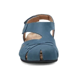 Sale Earth Shoes Birdine Casual Round Toe Slip-on Sandals Medium Blue