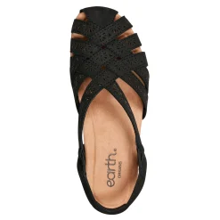 Sale Earth Shoes Briel Round Toe Casual Slingback Flat Sandals Black