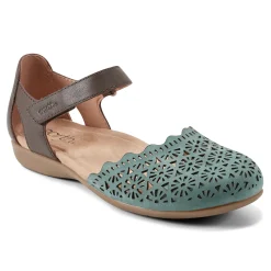 Sale Earth Shoes Bronnie Casual Slip-On Perforated Sandals Green/Brown