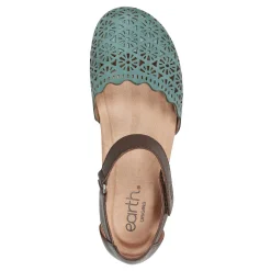 Sale Earth Shoes Bronnie Casual Slip-On Perforated Sandals Green/Brown