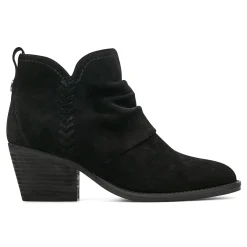 Outlet Earth Shoes Chandy Ruched Booties Black Suede