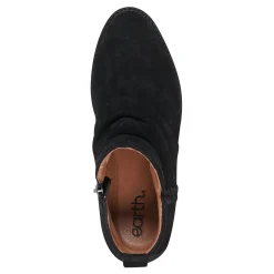 Outlet Earth Shoes Chandy Ruched Booties Black Suede