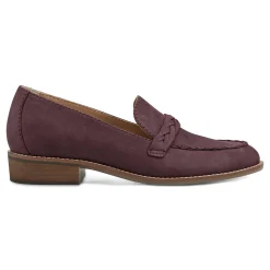 Earth Shoes Edie Stacked Heel Casual Slip-on Loafers Dark Red