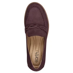 Earth Shoes Edie Stacked Heel Casual Slip-on Loafers Dark Red
