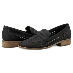 Hot Earth Shoes Ella Round Toe Slip-on Casual Flat Loafers Black