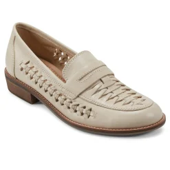 Outlet Earth Shoes Ella Round Toe Slip-on Casual Flat Loafers Ivory