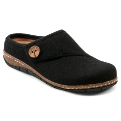 Earth Shoes Ezra Round Toe Casual Slip-on Flat Clogs Black Wool