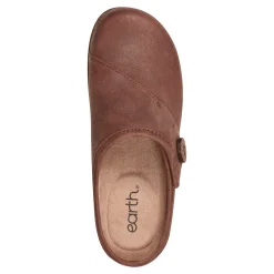Discount Earth Shoes Ezra Round Toe Casual Slip-on Flat Clogs Dark Brown