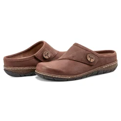 Discount Earth Shoes Ezra Round Toe Casual Slip-on Flat Clogs Dark Brown