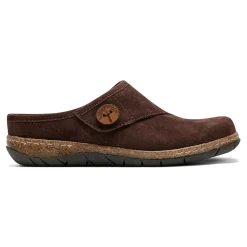 Discount Earth Shoes Ezra Round Toe Casual Slip-on Flat Clogs Dark Brown