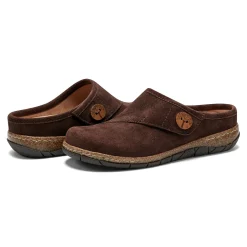 Discount Earth Shoes Ezra Round Toe Casual Slip-on Flat Clogs Dark Brown