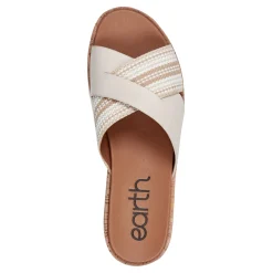 Clearance Earth Shoes Finale Casual Slip-On Wedge Platform Sandals Ivory