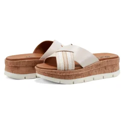 Clearance Earth Shoes Finale Casual Slip-On Wedge Platform Sandals Ivory