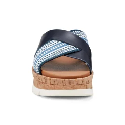 Hot Earth Shoes Finale Casual Slip-On Wedge Platform Sandals Dark Blue