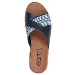 Hot Earth Shoes Finale Casual Slip-On Wedge Platform Sandals Dark Blue