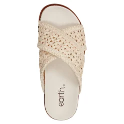 Discount Earth Shoes Flurry Round Toe Slip-on Flat Casual Sandals Ivory