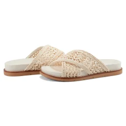 Discount Earth Shoes Flurry Round Toe Slip-on Flat Casual Sandals Ivory