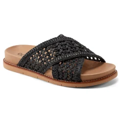 Earth Shoes Flurry Round Toe Slip-on Flat Casual Sandals Black