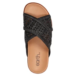 Earth Shoes Flurry Round Toe Slip-on Flat Casual Sandals Black
