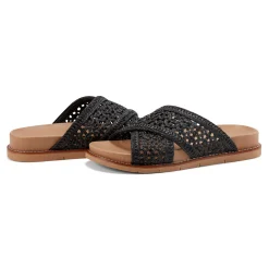 Earth Shoes Flurry Round Toe Slip-on Flat Casual Sandals Black