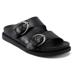 Earth Shoes Francii Round Toe Casual Slip-on Flat Sandals Black