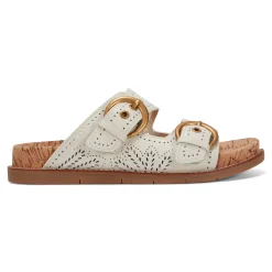 Hot Earth Shoes Francii Round Toe Casual Slip-on Flat Sandals Ivory