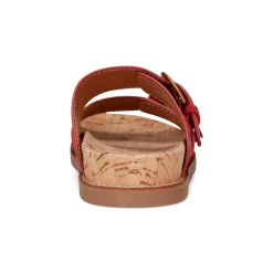 Outlet Earth Shoes Francii Round Toe Casual Slip-on Flat Sandals Red