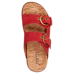 Outlet Earth Shoes Francii Round Toe Casual Slip-on Flat Sandals Red
