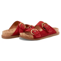 Outlet Earth Shoes Francii Round Toe Casual Slip-on Flat Sandals Red