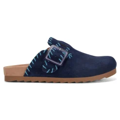 Discount Earth Shoes Gena Round Toe Slip-on Flat Casual Clogs Dark Blue