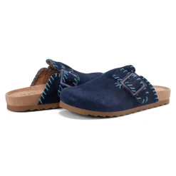 Discount Earth Shoes Gena Round Toe Slip-on Flat Casual Clogs Dark Blue