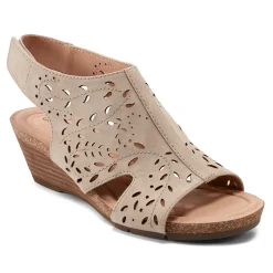 Clearance Earth Shoes Halin Round Toe Casual Slingback Wedge Sandals Light Natural