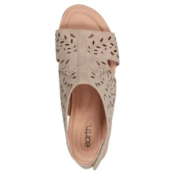 Clearance Earth Shoes Halin Round Toe Casual Slingback Wedge Sandals Light Natural