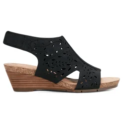 Hot Earth Shoes Halin Round Toe Casual Slingback Wedge Sandals Black