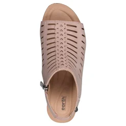 Best Earth Shoes Hana Round Toe Laser Cut Dress Sandals Light Pink