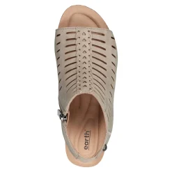 Discount Earth Shoes Hana Round Toe Laser Cut Dress Sandals Light Natural