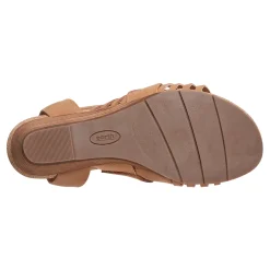 Discount Earth Shoes Hattie Round Toe Strappy Wedge Sandals Medium Brown
