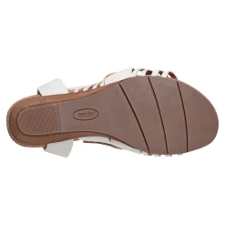 Outlet Earth Shoes Hattie Round Toe Strappy Wedge Sandals Ivory