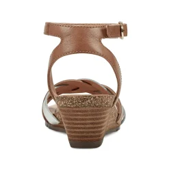 Outlet Earth Shoes Herly Woven Strappy Stacked Heel Dress Sandals Light Natural