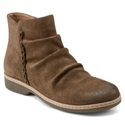 New Earth Shoes Hilaree Water Repellent Round Toe Ruched Casual Booties Medium Brown