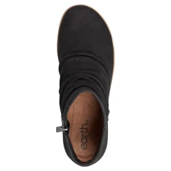 New Earth Shoes Hilaree Water Repellent Round Toe Ruched Casual Booties Black