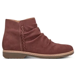 Hot Earth Shoes Hilaree Water Repellent Round Toe Ruched Casual Booties Dark Red