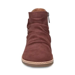 Hot Earth Shoes Hilaree Water Repellent Round Toe Ruched Casual Booties Dark Red